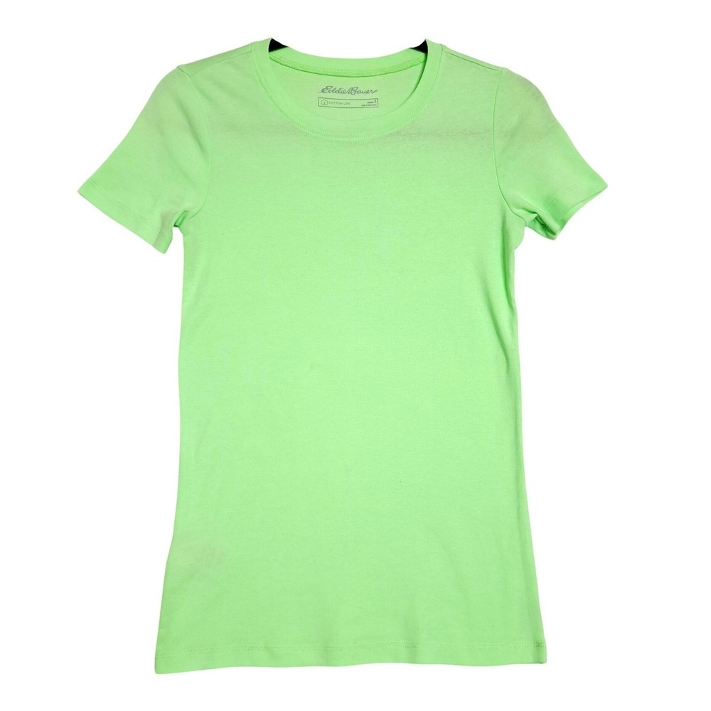 Eddie Bauer T Shirt Womens Small Lime Green Cotton USA‎ Crew Neck Short Sleeve
